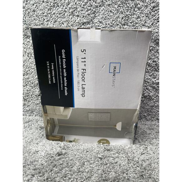 Mainstays Gold Finish Floor Lamp 5' 11" Three Way Rotary Switch Home Decor New - Picture 2 of 9